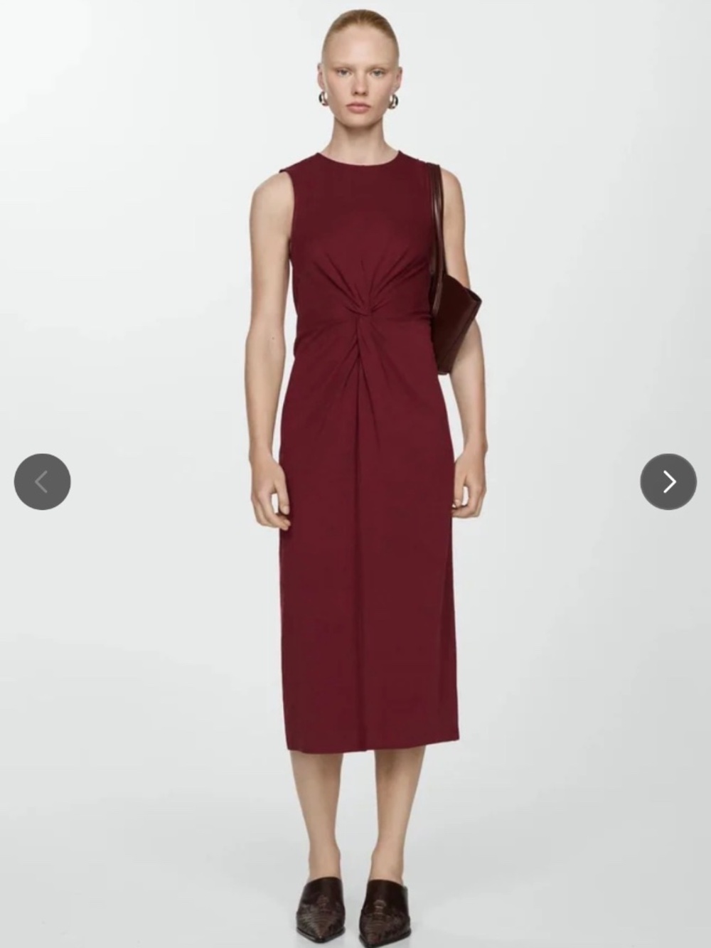 Mango Twist Detail Midi Dress